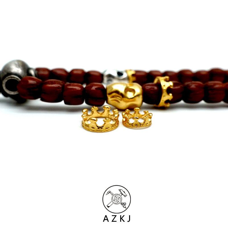 24K Pure Gold Crown Card Ring Running Ring Gold Corpse of the skull Skull Evil Lingo Accessories accessories Accessories Bead septa