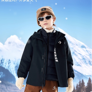 一衣三穿匡威童装男童羽绒服2025冬季新款保暖户外风衣外套