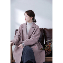 An old original winter style Italian import double-sided intimacy grey pink suit collar cocoon style warm coat 4635