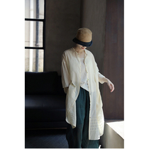 One old original 2021 summer summer cream Mulberry silk cotton thin single breasted loose medium shirt 4578