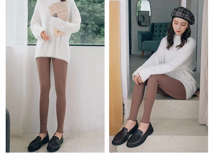 Quần legging ren nữ mặc mùa thu mới cotton cao đến eo là quần dài cỡ chân dài quần sooc nữ cạp cao