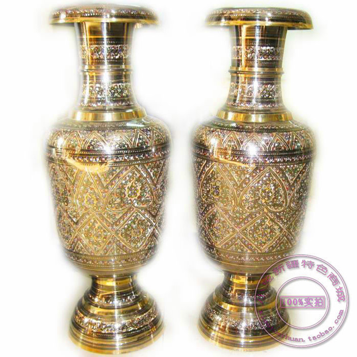 80CM Altar Style Landing Vase Pakistan Bronze Ware Large Handicraft Hotel Opening Gift-Taobao