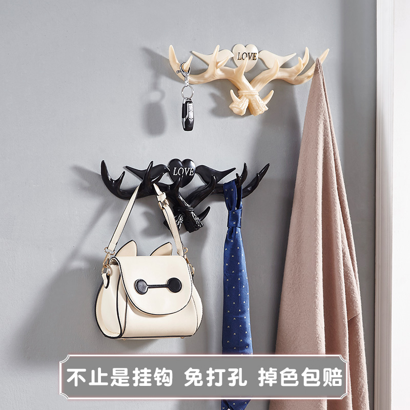 Nordic XuanXuan Hangti Link Wall Handling Handling Key to Handling Wall Creative Deer Horn Wall Hanging-free Punch