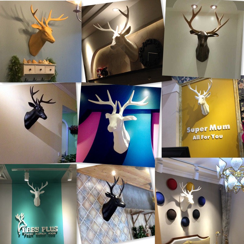 Lucky Deer Head Wall Hanging Creative Entrance Hall Living Room Background Wall Dining Room Wall Nordic Style Wall Decoration