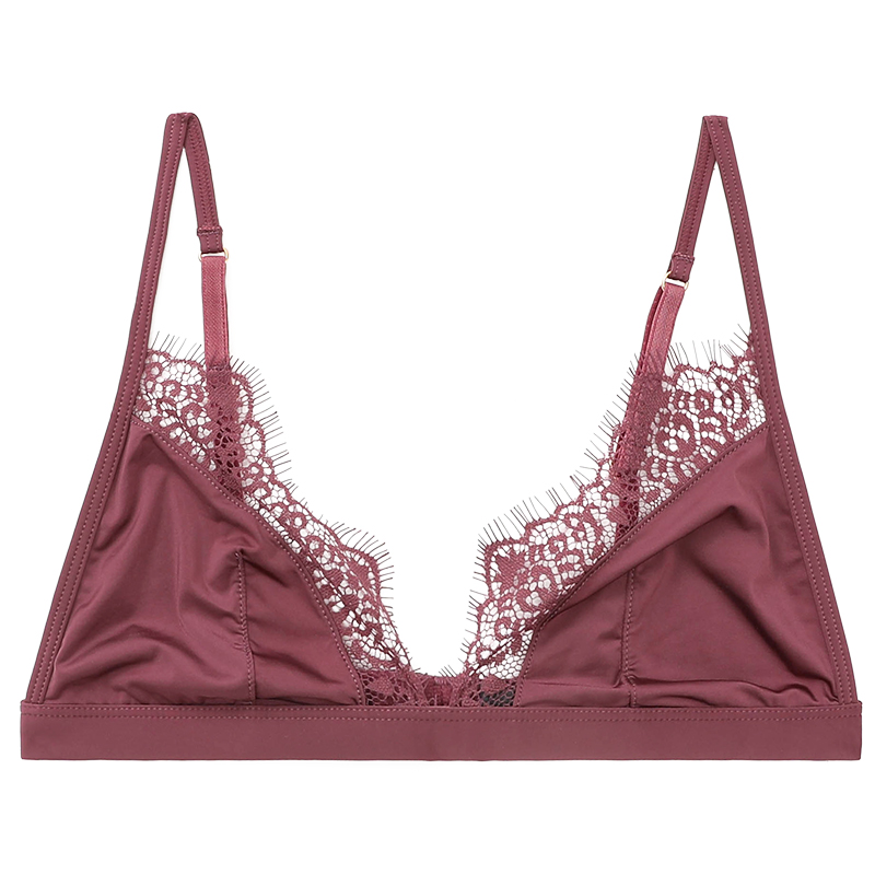 mỏng bralette sexy ren siêu mỏng thép miễn vòng áo ngực phụ nữ tam giác tách bộ bikini đồ lót Pháp mặc.