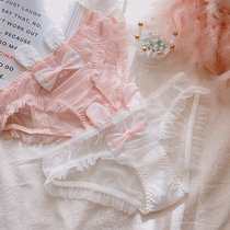 Teenage Girl Pants Cute Rabbit Ears Mesh Yarn Fabric White Lace Breathable Pure Cotton Sweet and Sexy Young Tons