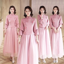 Bridesmaids 2021 new Chinese bridal bridesmaids to unite wedding girlfriends dress Chinese wind for autumn and winter gown