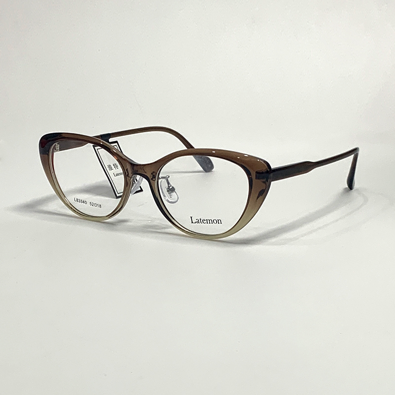 Langtemeng Cat-Eye Face-Shaping Ultra-Light Acetate Women's Narrow Frame Glasses Frame with Blue Light Blocking and Prescription Lens Options 83340