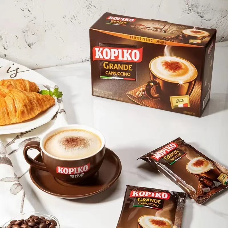 Indonesian Imported Instant White Coffee Cappuccino/Mocha/Latte 24-Pack Box with Rich Milk Flavor