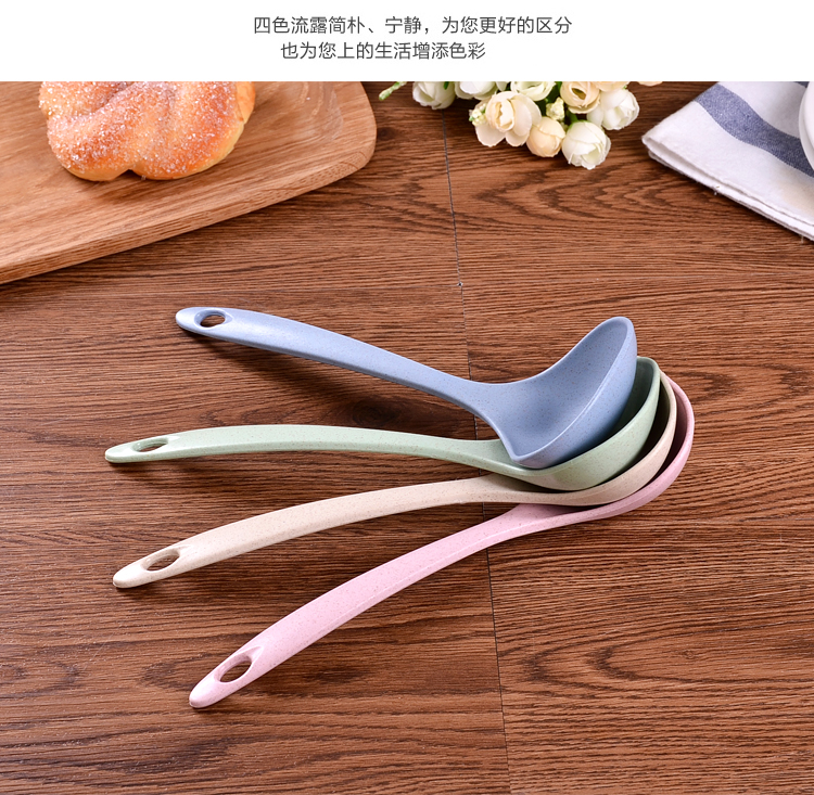 Lúa mì rơm thìa gia đình cầm tay dài cháo thìa bảo vệ môi trường bếp nhựa dẻo dày cháo lớn D chảo xào