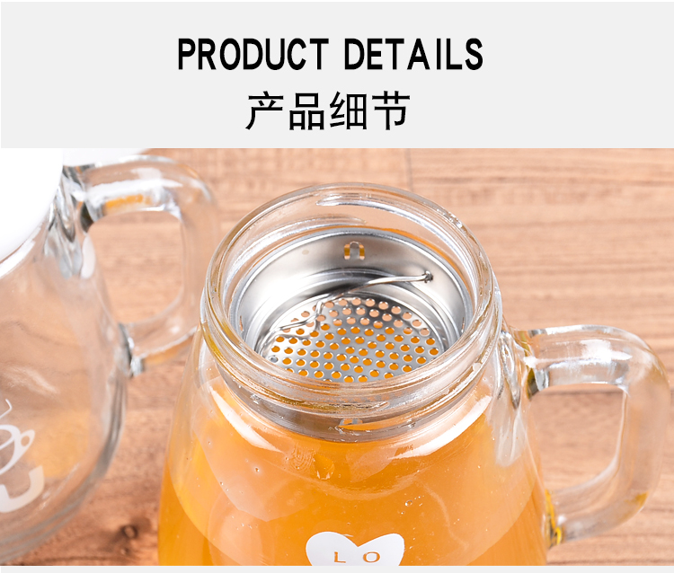 Thủy tinh chịu nhiệt xách tay tea cup creative belt xử lý văn phòng cup với nắp với lọc trà