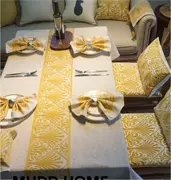 Cotton thief [thêu] khăn trải bàn đơn giản khăn trải bàn cà phê khăn bông và vải lanh phong cách khăn trải bàn vải tròn bàn vàng