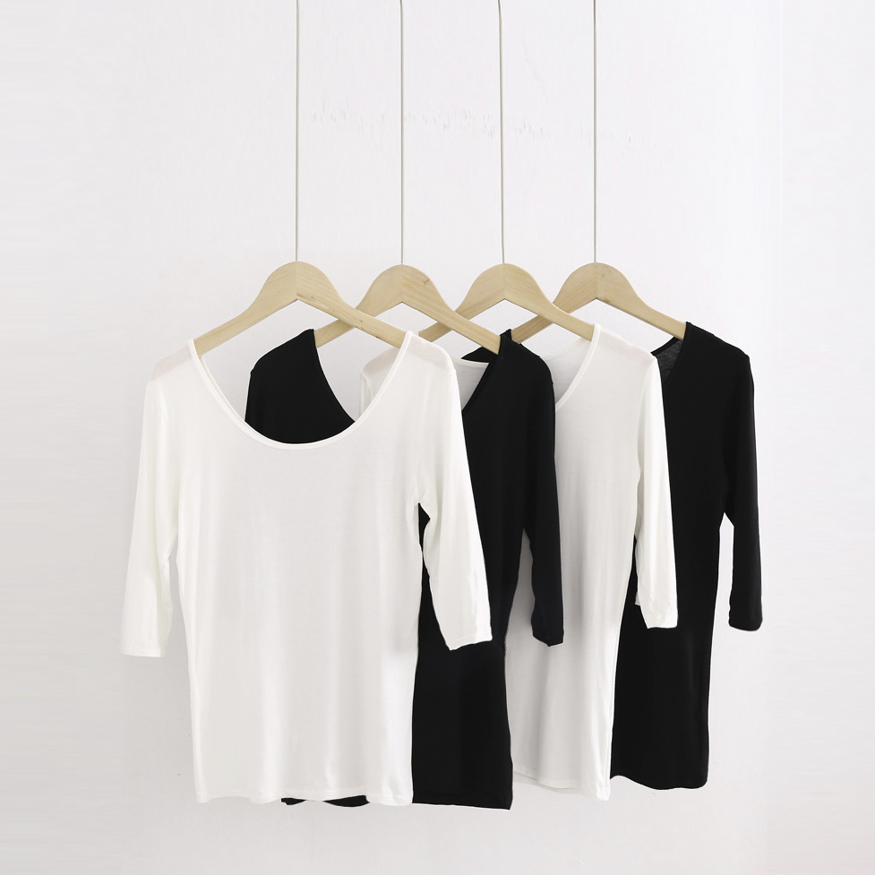 Fall mid-sleeve undershirt woman 2021 new 50% sleeves Nets T-shirt tight blouses Modale undershirt