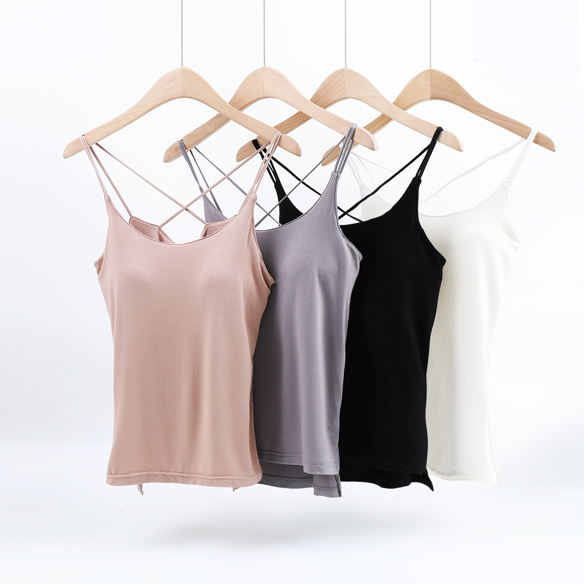 Summer with chest pad beautiful back camisole ladies all-in-one cross bra underwear sexy outer wear bottoming shirt