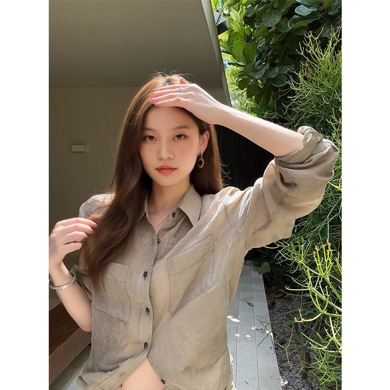 Tomatosister Hazy Afternoon* Loose Long-Sleeved Pleated Shirt
