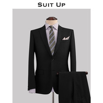 (Gao Ding Craft) Wool suit mens suit groom wedding dress business formal dress slim suit half linen lining