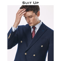 Utta dark blue suit top jacket jacket dress dress men mens casual blazer double-breasted suit customization