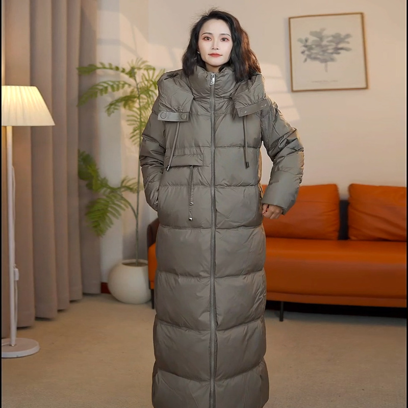 Luxury High-End Goods! Extra-Long, Export-Quality down Jacket for Russia, Highly Effective Against Cold, Slim-Fit, Flattering, Made with White Duck down for Women