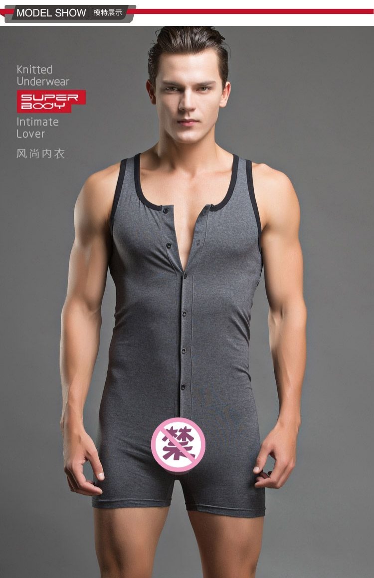 Superbody eo thấp cotton nam những người đàn ông quần áo một mảnh vest thể dục đồ lót đẹp