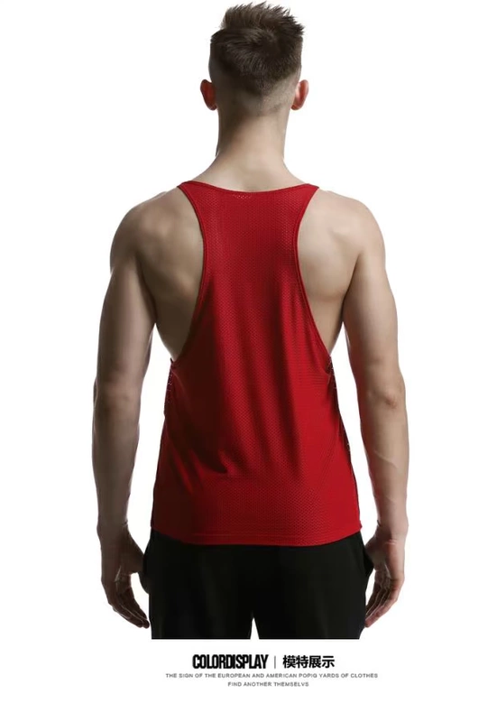 Vest nam Hibbing In kỹ thuật số thể thao mùa hè Thể dục thoáng khí Back Back Side Mở lớn Vest áo lót nam