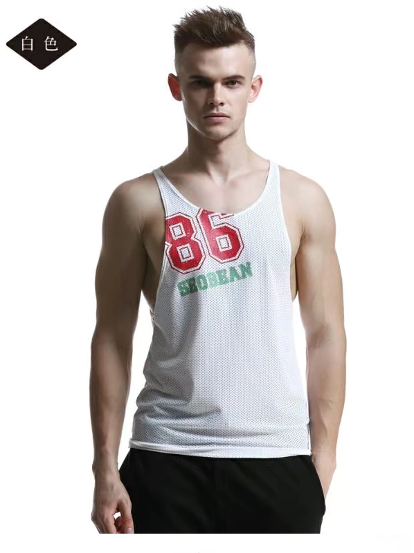 Vest nam Hibbing In kỹ thuật số thể thao mùa hè Thể dục thoáng khí Back Back Side Mở lớn Vest áo lót nam