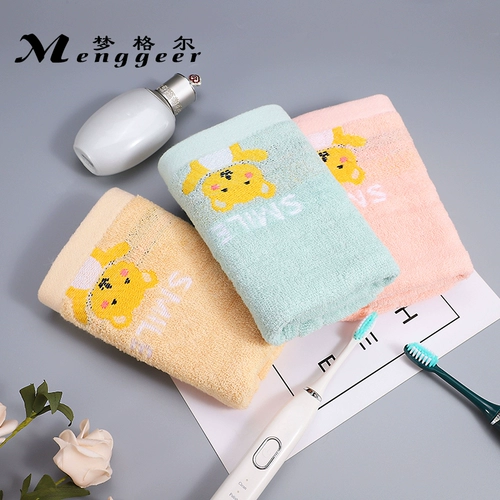 Хлопковое мультяшное милое детское мягкое полотенце для умывания для домашнего использования, с медвежатами, хорошо впитывает воду