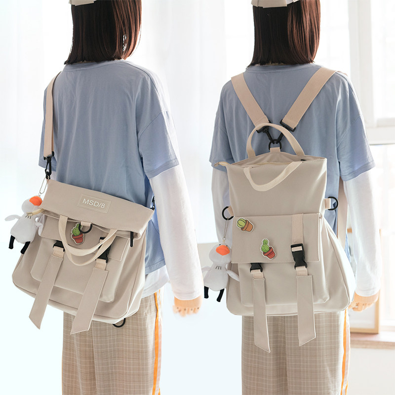 Aigu Japanese satchel Messenger bag female all-match ins canvas bag one-shoulder college student class bag shoulder bag literature and art