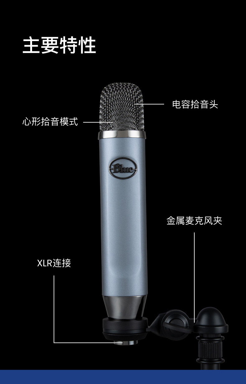 Blue Ember 专业小振膜电容麦克风直播录音配音话筒