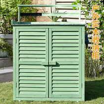 Outdoor solid wood storage and finishing cabinet Garden balcony Courtyard cabinet Shoe cabinet Sundries tools Rain-proof sun mildew console
