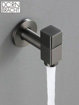 Full copper gun grey mop pool tap quick opening single cold splash balcony tap lengthening water nozzle to wall home