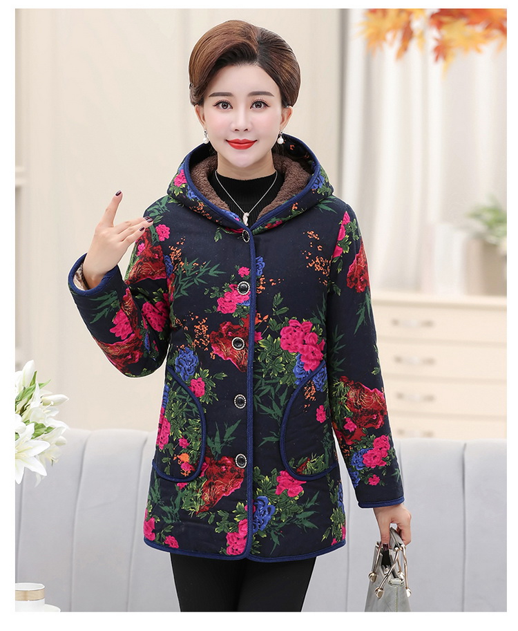 Áo khoác nữ mùa đông trung niên và áo khoác cotton nhung dày ấm áp cỡ lớn cho mẹ tải áo khoác cotton ngắn cỡ lớn đồ mặc nhà trung niên