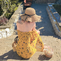 One-word shoulder floral dress Super fairy Bohemia Xishuangbanna Sanya seaside beach beach dress long dress women