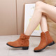 Middle heel square heel side zip leather leather women's shoes fashion button women's boots short boots Chelsea boots A106-1