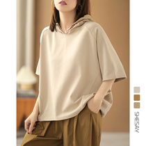 Xiao said zhuan cabinet quality liquid cotton tandem hat short sleeve sweatshirt woman loose casual T-shirt 2022 summer new