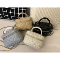 Xiao said small fragrant wind genuine leather rhombus chain 100 lap small square bag hand single shoulder inclined cross bucket bag makeup bag