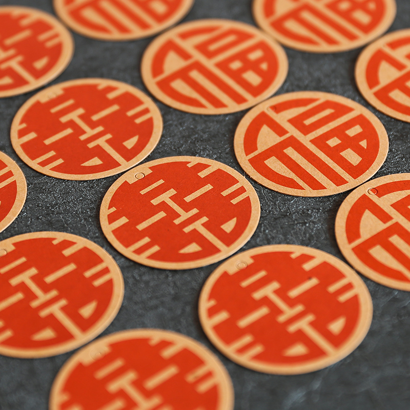 Chinese-style retro blessing character happy byte birthday wedding tag pendant New Year's goods packaging box gift box accessories decorations