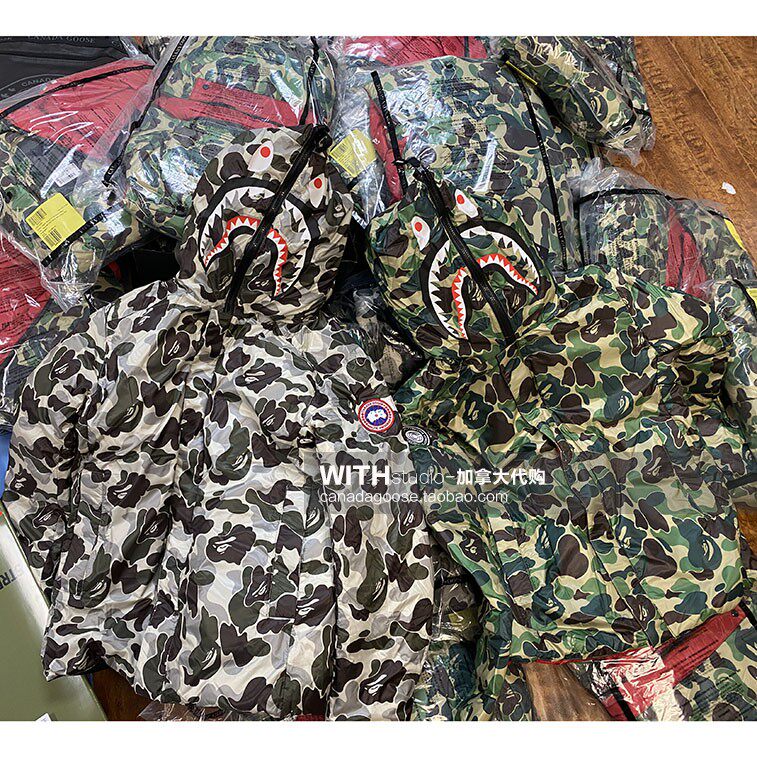 Canada goose Canada Goose X Bape X Cncpt Trilateral joint shark head double face down coat