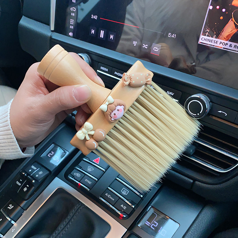 Solid Wood Car Interior Dusting Brush Cleaning Tool Air Conditioning Air Outlet Wash the Divine Instrumental Fur Car Wash Inside Gap