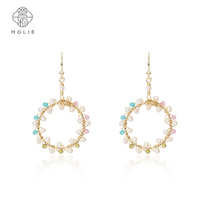 molie Molly Spring Garden earrings Chinese style drop earrings Pearl hand-woven niche fashion earrings round earrings