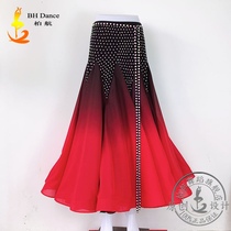 2021BH modern dance dress ballroom dance new set black red gradient chiffon dress tailor-made