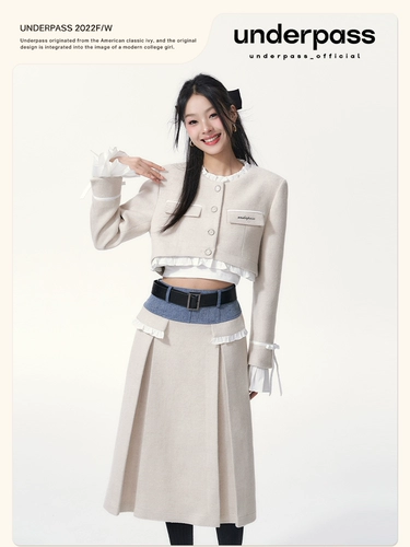 underpass Оригинальный дизайнерский шерстяной костюм, куртка, джинсовая длинная юбка, комплект