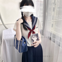 (white three books)Hanamimori original summer basic sailor suit female student class suit jk uniform set full set