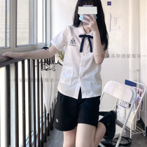 Flowers See Sen Original Embroidered Thai Shirt JK Tongan Summer Graduation Class Short sleeves College Wind suit Benwhite