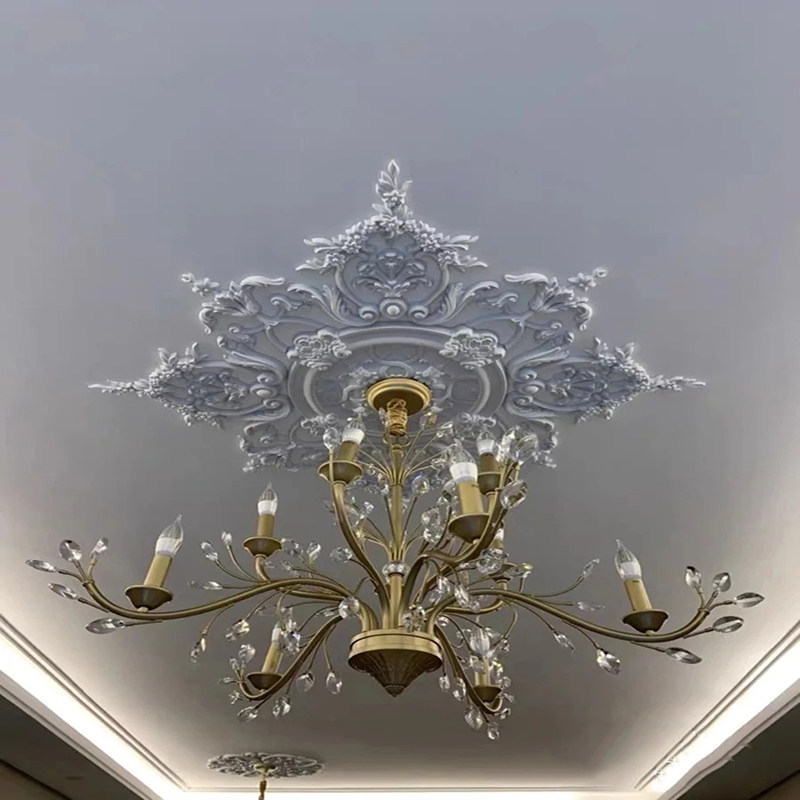 Net red French gypsum lamp plate corner flower environmental protection European-style living room wall flower ceiling disc lamp pool modeling decoration