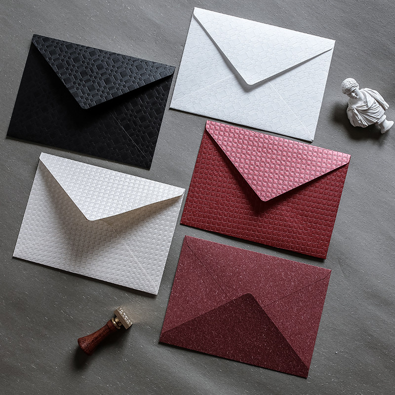 5 pieces of Nordic niche embossed texture Western-style special envelope Color art paper invitation seal fire paint seal