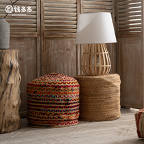 Indian ethnic style hand-woven futon removable and washable round cushions living room sofa footrest pouf stool futon cushion