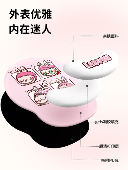 Labubu护腕鼠标垫女生办公室滑鼠垫硅胶可爱拉布布手托电脑键盘托