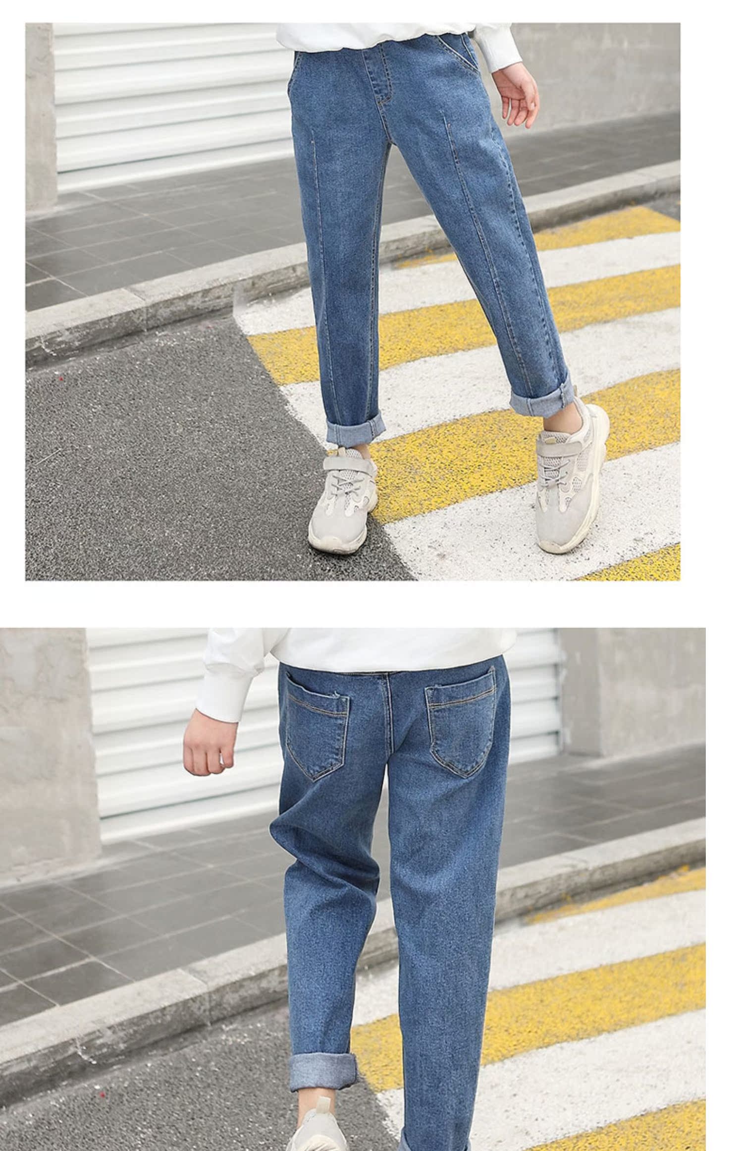 Quần jeans bé gái 2019 mới xuân hè thu đông trẻ em phiên bản Hàn Quốc của quần cà rốt Quần cũ bé gái quần Harlan 12 tuổi - Quần jean quần short jean trẻ em