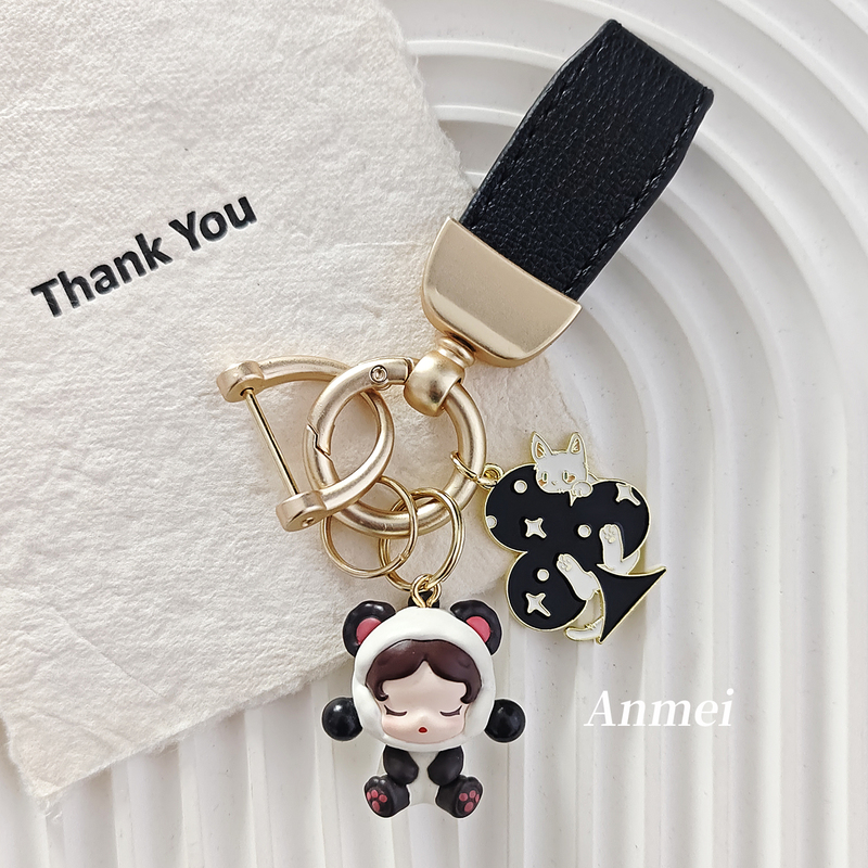Bubble Cute Leather Car Keychain Decoration Cute Bag Pendant Gift Suitable for Bmw