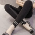 Quần legging nữ mặc quần thu đông 2018 chân giả denim màu đen phần mỏng cộng với quần nhung cao eo thon quần kaki nữ Khởi động cắt